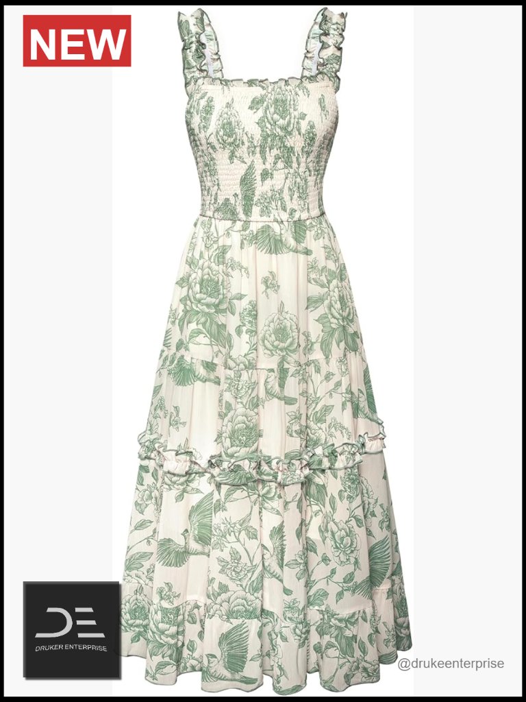 Floral Smocked Maxi Dress With Pockets Square Neck Spaghetti Strap Sundress